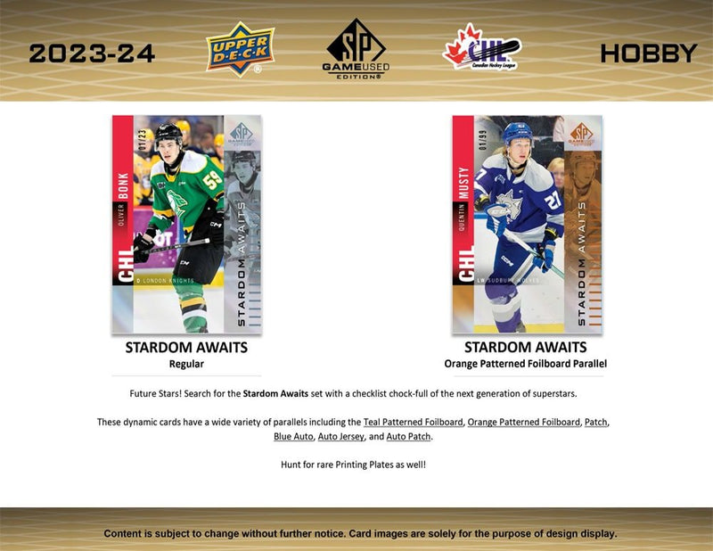 2023 - 24 Upper Deck CHL SP Game Used Hobby Box - Cartes Sportives Rive Sud