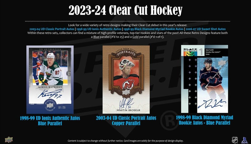 2023 - 24 Upper Deck Clear Cut Hockey Hobby Box - Cartes Sportives Rive Sud