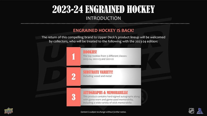 2023 - 24 Upper Deck Engrained Hockey Hobby Box (Pre - Order) - Cartes Sportives Rive Sud