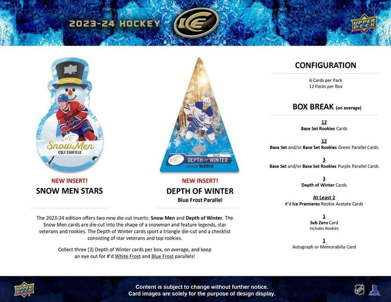 2023 - 24 Upper Deck Ice Hockey Hobby Box - Cartes Sportives Rive Sud