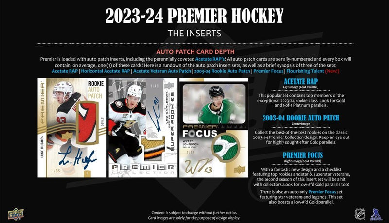 2023 - 24 Upper Deck Premier Hockey Hobby Box (Pre - Order) - Cartes Sportives Rive Sud