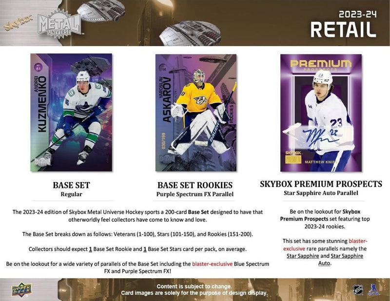 2023 - 24 Upper Deck Skybox Metal Universe Hockey Blaster Box - Cartes Sportives Rive Sud