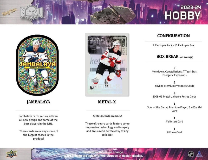 2023-24 Upper Deck Skybox Metal Universe Hockey Hobby Box (Pre Order) - Cartes Sportives Rive Sud