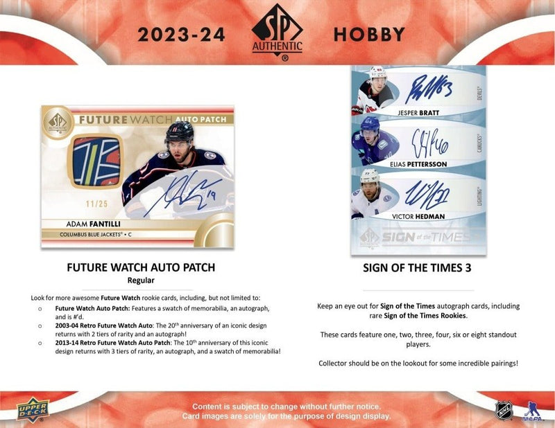 2023-24 Upper Deck SP Authentic Hockey Hobby Box - Cartes Sportives Rive Sud