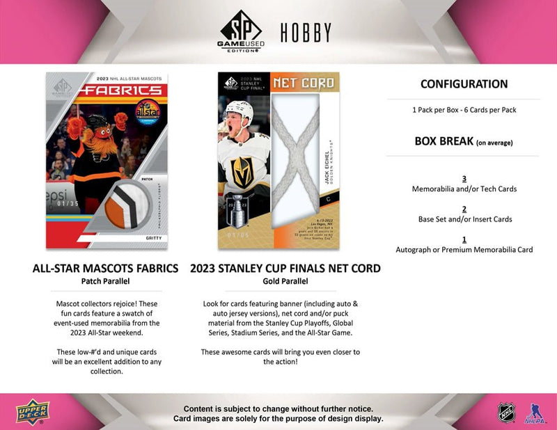 2023-24 Upper Deck SP Game Used Hockey Hobby Box - Cartes Sportives Rive Sud