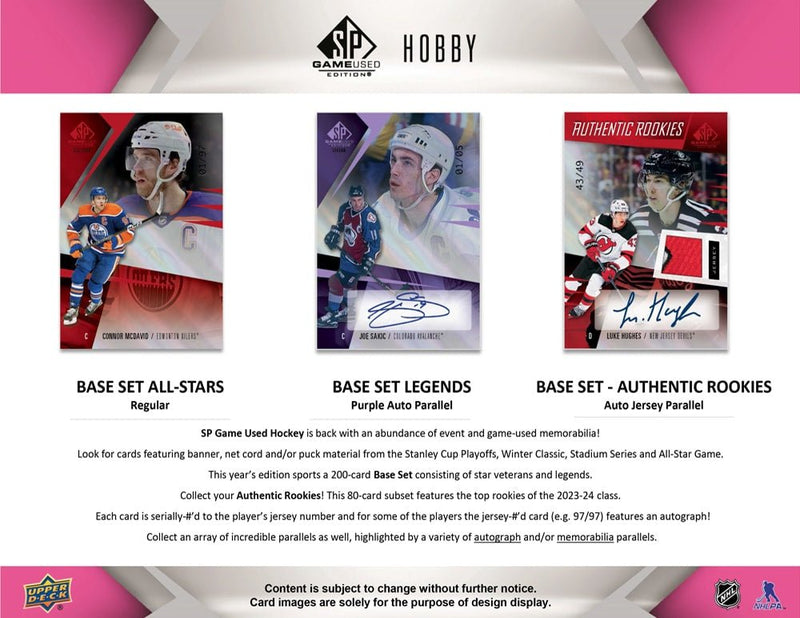 2023-24 Upper Deck SP Game Used Hockey Hobby Box - Cartes Sportives Rive Sud