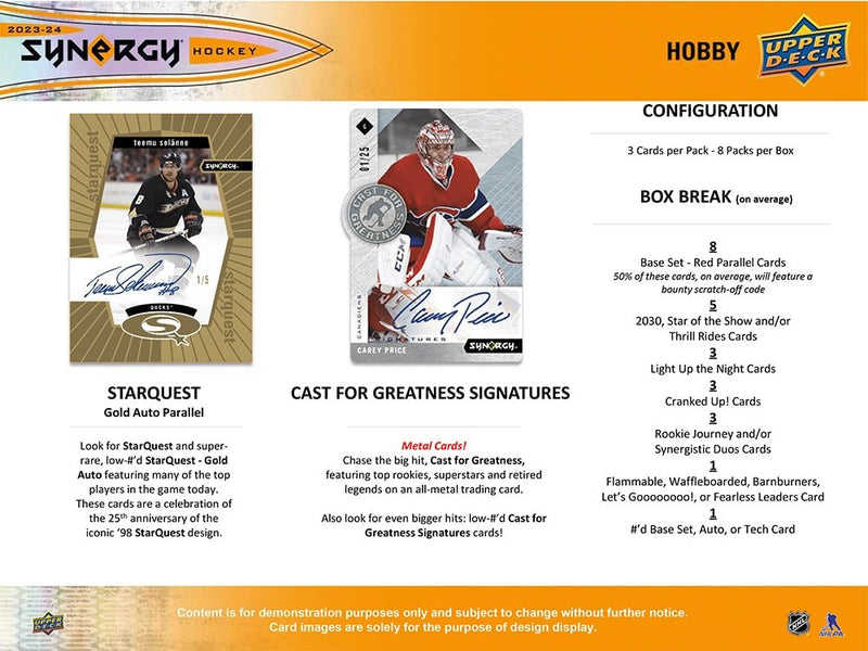 2023-24 Upper Deck Synergy Hockey Hobby Box - Cartes Sportives Rive Sud