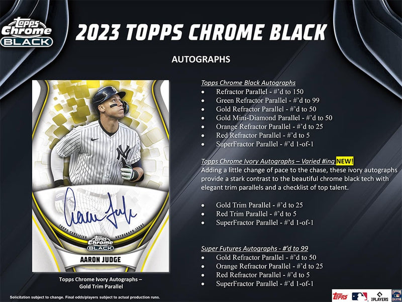 2023 Topps Chrome Black Baseball Hobby Box - Cartes Sportives Rive Sud