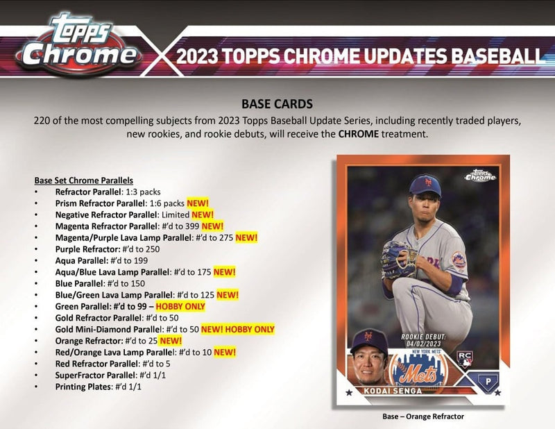 2023 Topps Chrome Update Series Baseball Hobby - Cartes Sportives Rive Sud