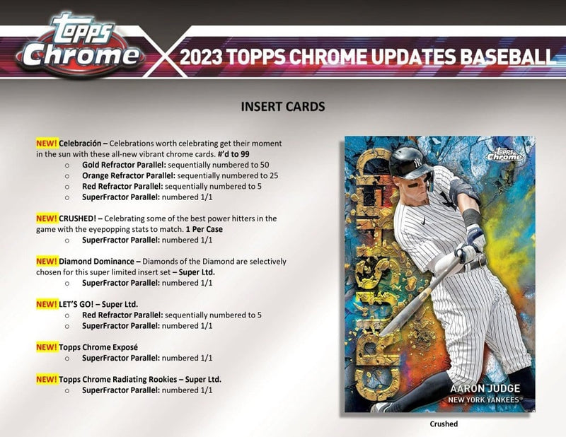 2023 Topps Chrome Update Series Baseball Hobby - Cartes Sportives Rive Sud