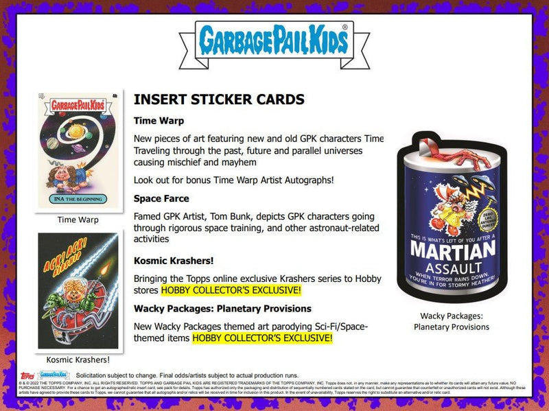 2023 Topps Garbage Pail Kids Series 2 Intergoolactic Mayhem - Cartes Sportives Rive Sud