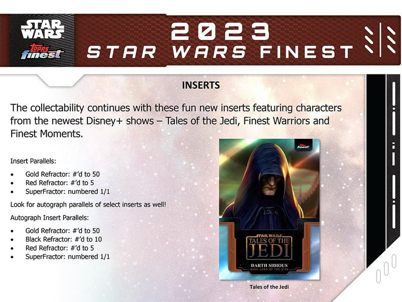 2023 Topps Star Wars Finest Hobby Box - Cartes Sportives Rive Sud