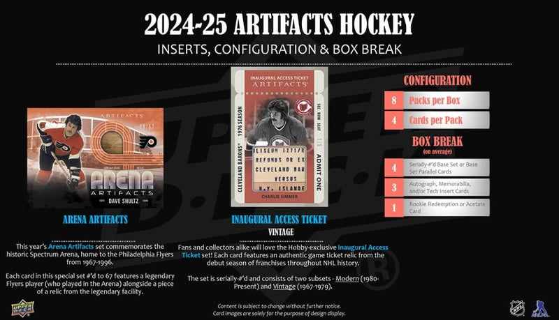 2024 - 25 Upper Deck Artifacts Hockey Hobby Box (Pre - Order) - Cartes Sportives Rive Sud