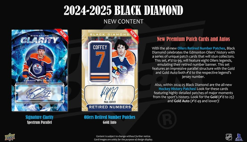 2024 - 25 Upper Deck Black Diamond Hockey Hobby Box (Pre - Order) - Cartes Sportives Rive Sud