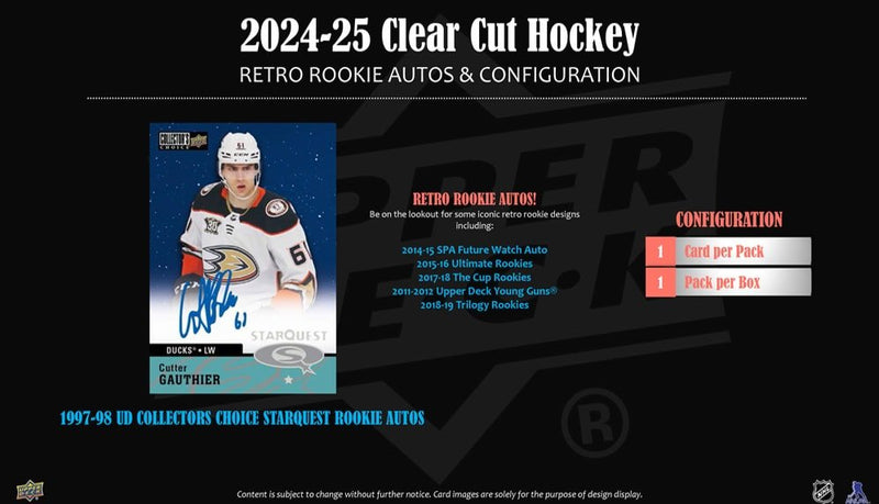 2024 - 25 Upper Deck Clear Cut Hockey Hobby Box (Pre - Order) - Cartes Sportives Rive Sud