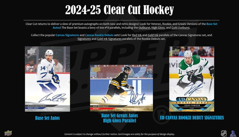 2024 - 25 Upper Deck Clear Cut Hockey Hobby Box (Pre - Order) - Cartes Sportives Rive Sud