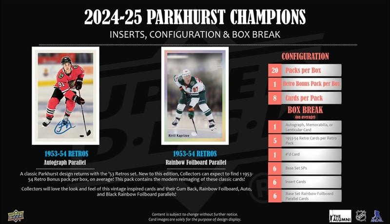 2024 - 25 Upper Deck Parkhurst Hockey Hobby Box - Cartes Sportives Rive Sud