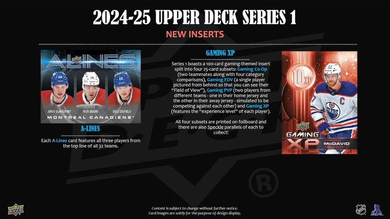 2024-25 Upper Deck Series 1 Hockey Blaster Box - Cartes Sportives Rive Sud