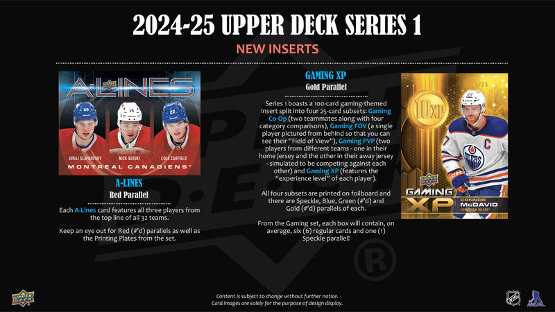 2024-25 Upper Deck Series 1 Hockey Hobby Box - Cartes Sportives Rive Sud