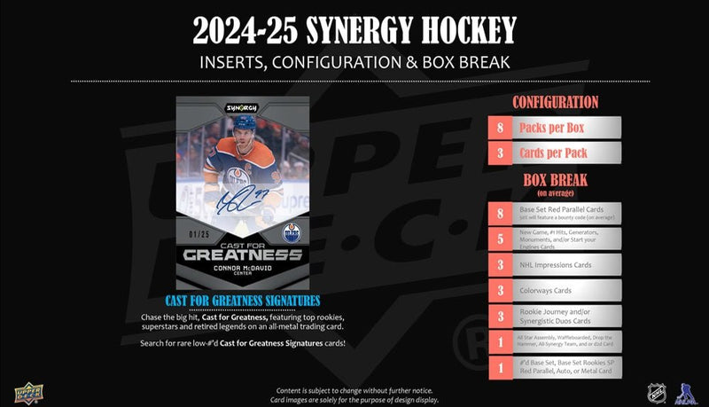 2024 - 25 Upper Deck Synergy Hockey Hobby Box (Pre - Order) - Cartes Sportives Rive Sud