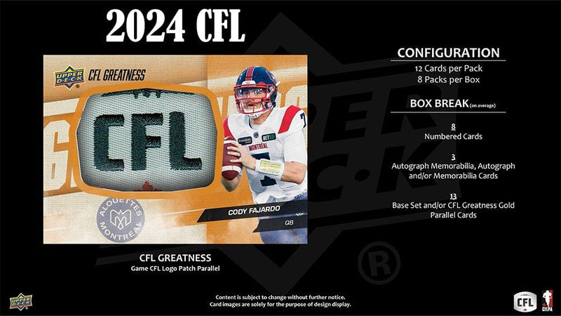 2024 Upper Deck CFL Football Hobby Box - Cartes Sportives Rive Sud