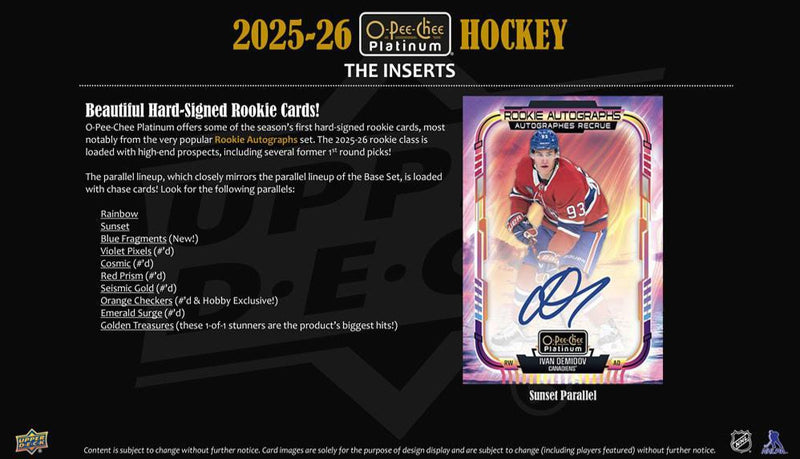 2025 - 26 O - Pee - Chee Platinum Hockey Hobby Box (Pre Order) - Cartes Sportives Rive Sud