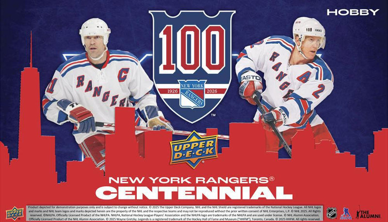 2025 - 26 Upper Deck New York Rangers Centennial Hobby Box (Pre Order) - Cartes Sportives Rive Sud
