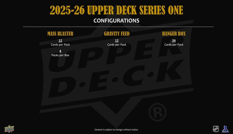 2025 - 26 Upper Deck Series 1 Hockey Blaster Box (Pre Order) - Cartes Sportives Rive Sud