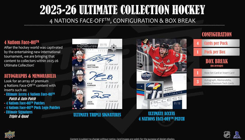 2025 - 26 Upper Deck Ultimate Hockey Hobby Box (Pre Order) - Cartes Sportives Rive Sud