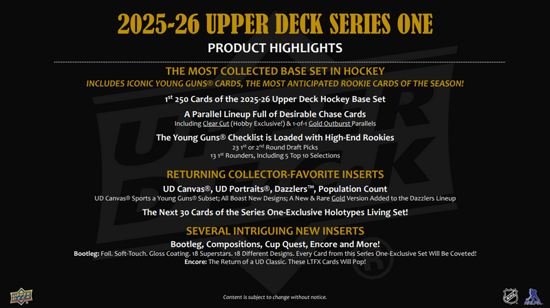 2025-26 Upper Deck Series 1 Hockey Hobby Box