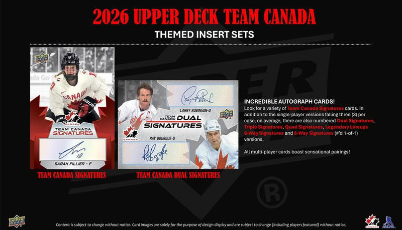 2026 Upper Deck Team Canada Hockey Hobby Box (Pre Order) - Cartes Sportives Rive Sud