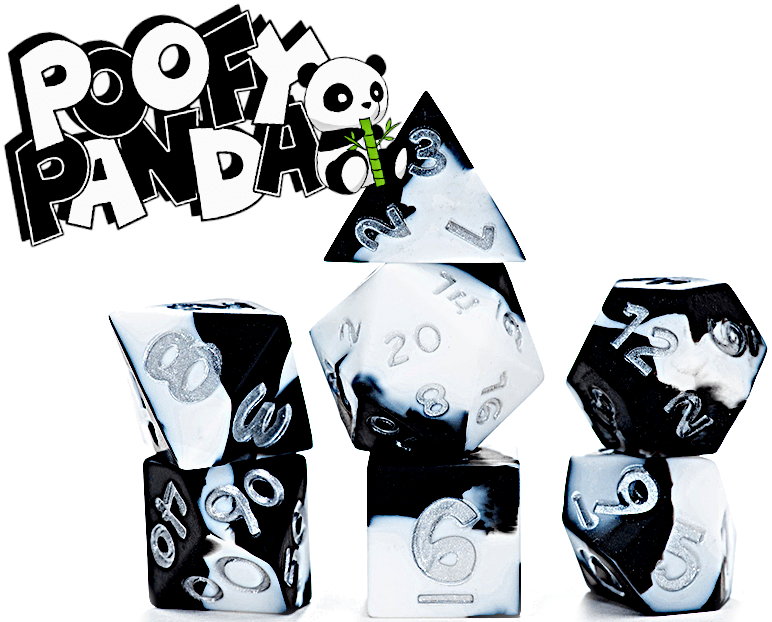 Anti - Stress Dice: Poofy Panda 7 Die Set (Pre - Order) - Cartes Sportives Rive Sud