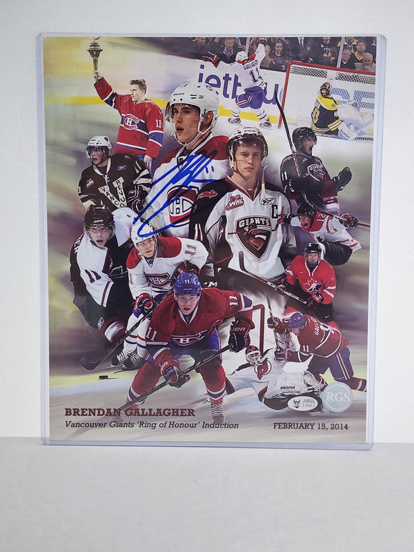 Brendan Gallagher Picture Autographed Authenticated 8X10 - Cartes Sportives Rive Sud