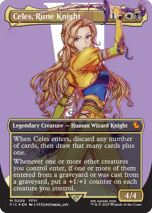 Celes, Rune Knight (Borderless) (Surge Foil) [FIC - 209] - Cartes Sportives Rive Sud
