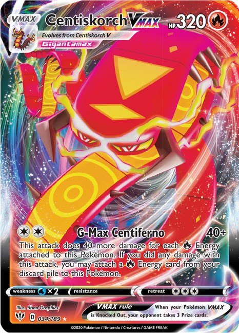 Centiskorch VMAX [SWSH03 - 034/189] - Cartes Sportives Rive Sud