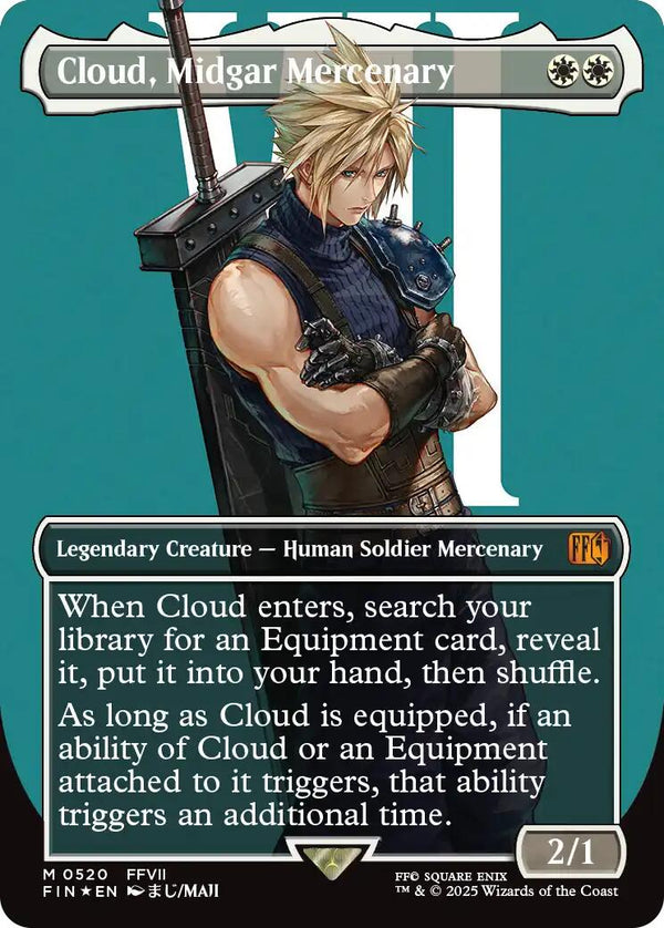 Cloud, Midgar Mercenary (Borderless) (Surge Foil) [FIN - 520] - Cartes Sportives Rive Sud