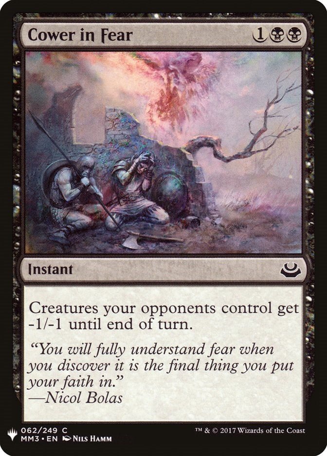 Cower in Fear [LIST - 62] - Cartes Sportives Rive Sud