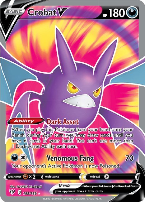 Crobat V (Full Art) [SWSH03 - 182/189] - Cartes Sportives Rive Sud