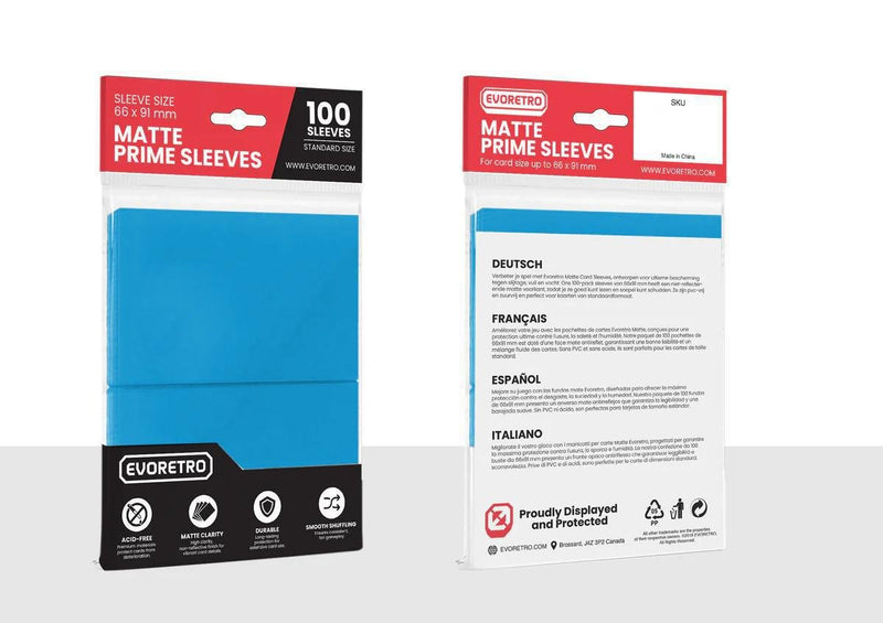 Evoretro Matte Card Sleeves Standard Size 66 x 91 mm 100 Pack - Cartes Sportives Rive Sud