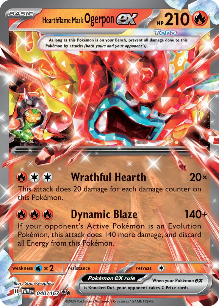 Hearthflame Mask Ogerpon ex - 040/167 [TWM - 040/167] - Cartes Sportives Rive Sud