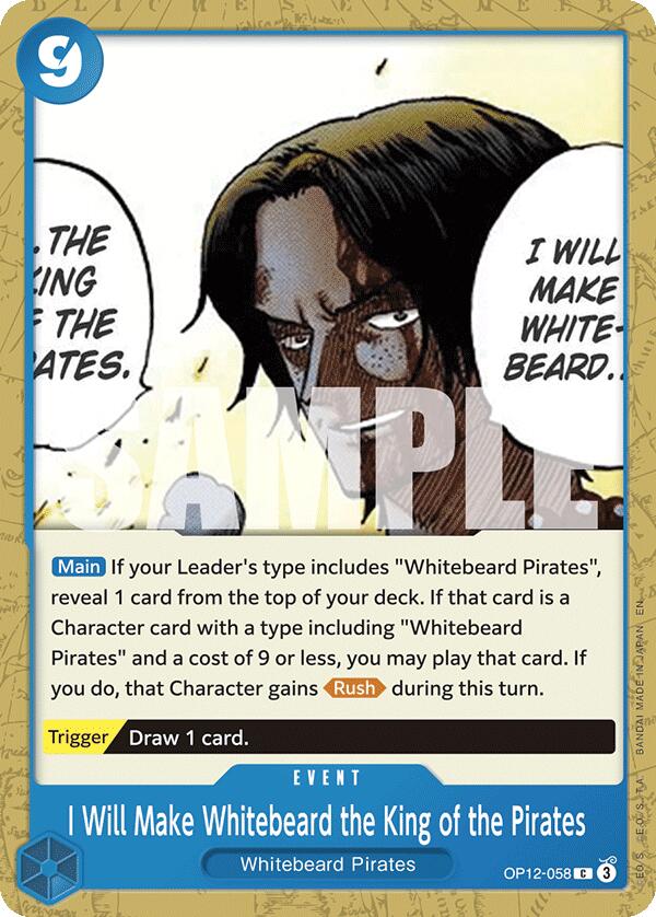 I Will Make Whitebeard the King of the Pirates [OP12 - OP12 - 058] - Cartes Sportives Rive Sud