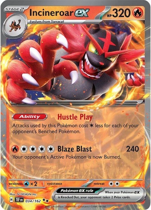 Incineroar ex - 034/162 [TEF - 034/162] - Cartes Sportives Rive Sud