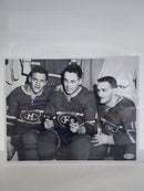 Jean Beliveau, Dickie Moore, Marcel Bonin Picture Autographed Authenticated 8X10 - Cartes Sportives Rive Sud