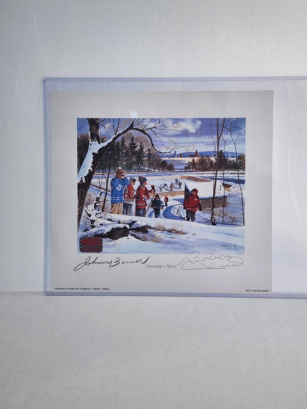Johnny Bauer & Bobby Hull Picture Autographed Authenticated 8X10 - Cartes Sportives Rive Sud