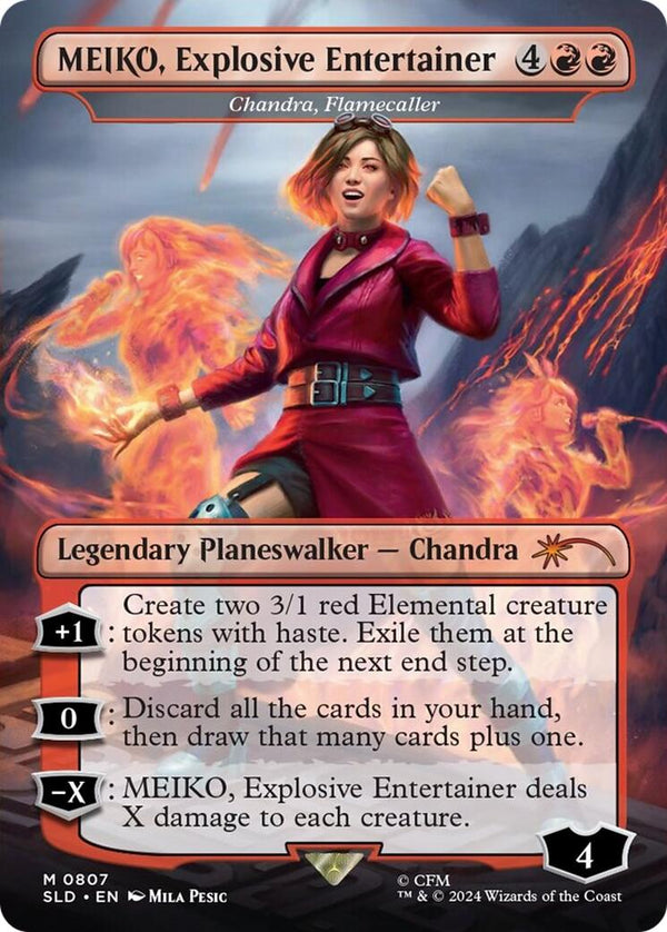 MEIKO, Explosive Entertainer - Chandra, Flamecaller (Rainbow Foil) [SLD - 807] - Cartes Sportives Rive Sud