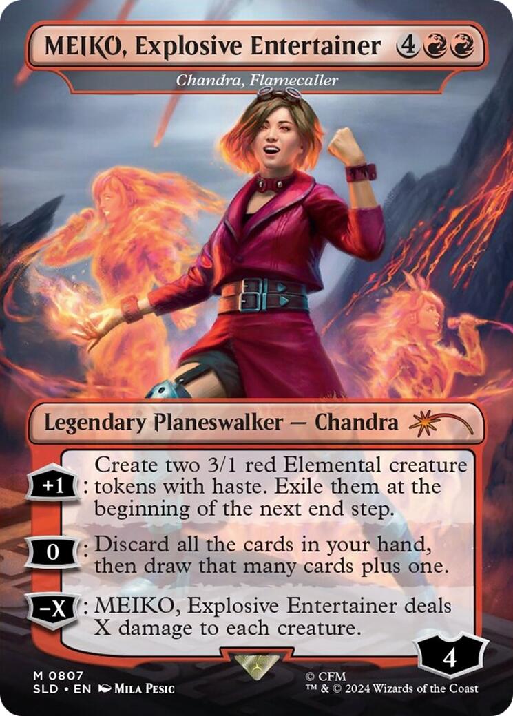 MEIKO, Explosive Entertainer - Chandra, Flamecaller (Rainbow Foil) [SLD - 807] - Cartes Sportives Rive Sud