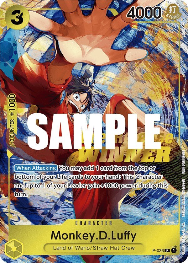 Monkey.D.Luffy (Pre - Release Tournament) (Winner) [OP - PR - P - 036] - Cartes Sportives Rive Sud