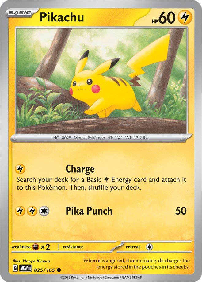 Pikachu - 025/165 [MEW - 025/165] - Cartes Sportives Rive Sud