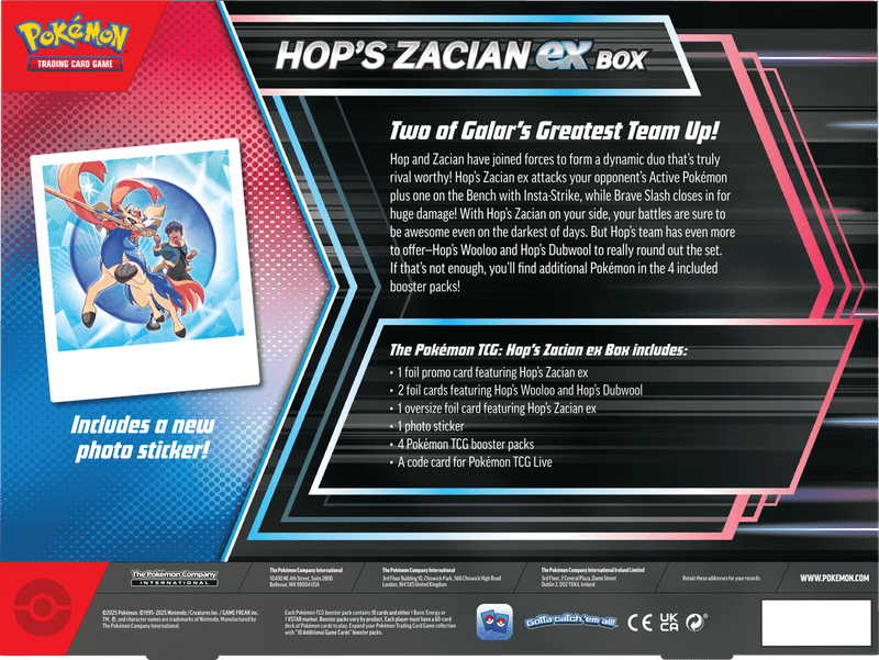 Pokemon Hop's Zacian EX Box (Pre - Order) - Cartes Sportives Rive Sud