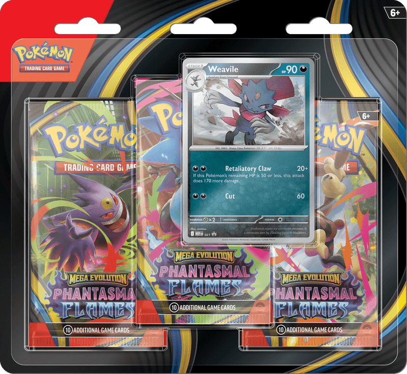 Pokemon ME02 Phantasmal Flames 3PK Blister (Pre - Order) - Cartes Sportives Rive Sud